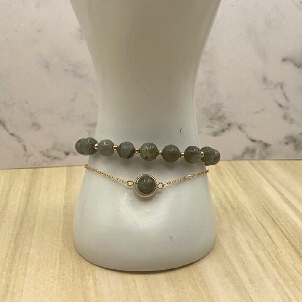 NWT Labradorite Layered bracelet set Gold & Labradorite Set